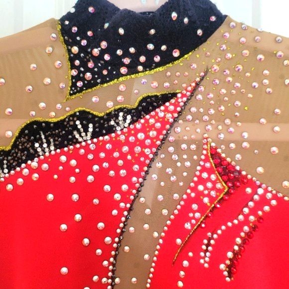 Rhythmic Gymnastics Leotard for Competitions Red size 6 -8 years old - Picture 7 of 14